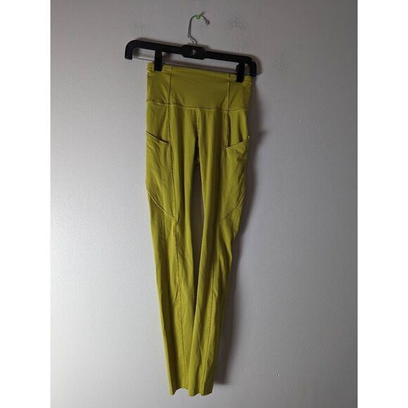 LULULEMON ATHLETICA Fast Free Tight 28' (Non Reflective) in Golden Lime Size 2 - Picture 5 of 7
